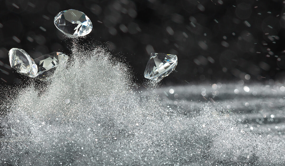 Diamonds in the air with glittery dust