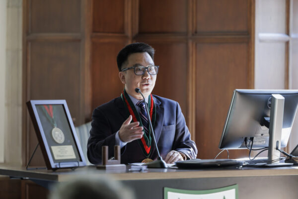 Huang installed as Irving Louis Horowitz Professor in Social Policy
