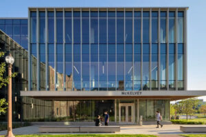 a glass building, McKelvey Hall