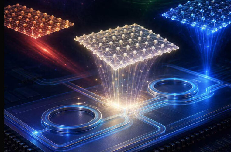 image of photonic computer chip with materials enabling use of photons
